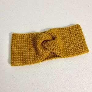 Handmade Tunisian Crochet Twist Ear Warmer Headband Mustard Yellow Rustic Chic